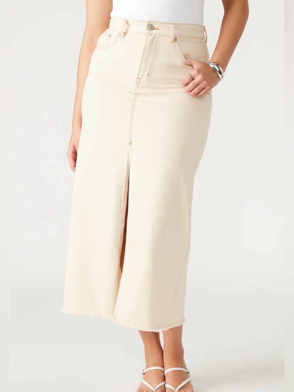 Steve Madden Avani Denim Skirt Ivory